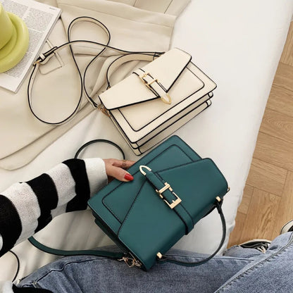 Schultertasche für Damen ⎜ Elegante Handtasche mit Goldener Schnalle und Verstellbarem Riemen