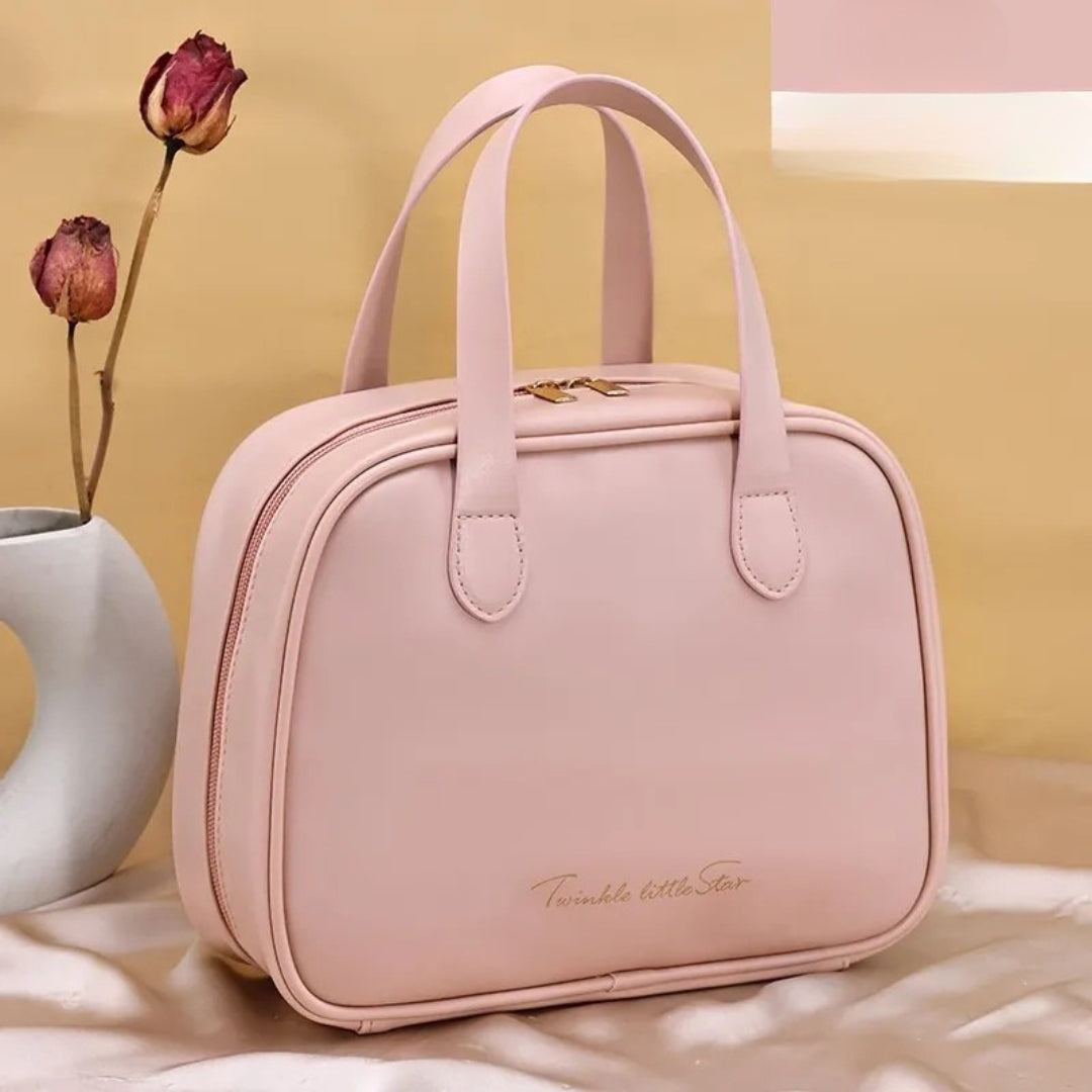 Kosmetiktasche für Damen ⎜ Halbrundes Design mit Tragegriffen und Großer Kapazität für Kosmetik