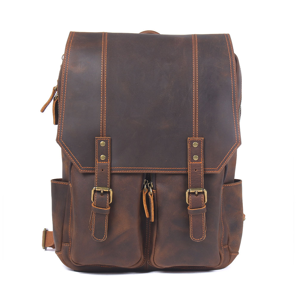 Vintage Leder Rucksack für Herren ⎜ Robuster und geräumiger Begleiter für Alltag und Reisen