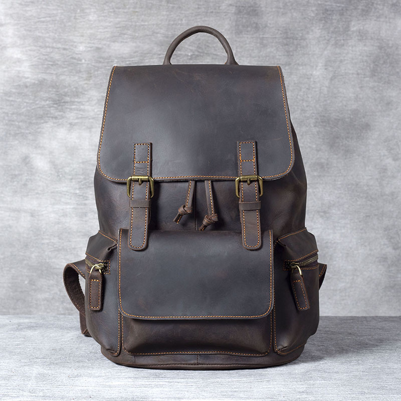 Handgefertigter Leder Rucksack für Herren ⎜ Klassischer und robuster Rucksack für Alltag und Reisen