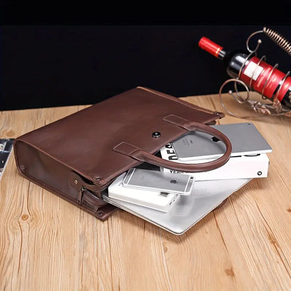 Leder Aktentasche für Herren ⎜ Stilvolle Business Umhängetasche mit robustem Tragegriff und eleganter Optik