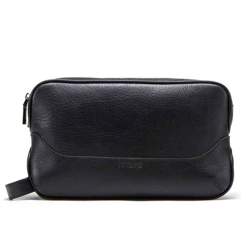 Leder Clutch für Herren ⎜ Vintage Tasche aus echtem Leder mit praktischen Fächern und Reißverschluss