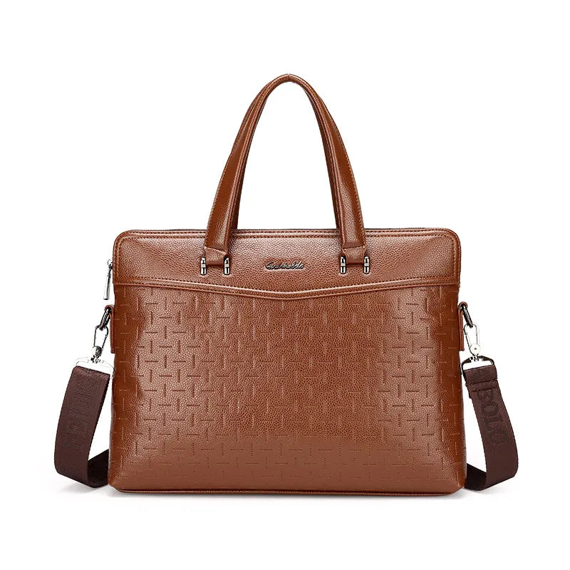 Business Aktentasche für Herren ⎜ Elegante Leder Schultertasche mit zusätzlichem Dokumenten- und Laptopfach