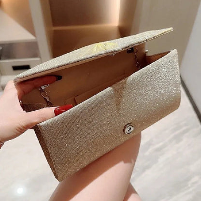 Abend Clutch Tasche ⎜ Glitzerndes Design mit plissiertem Stoff und eleganter Form