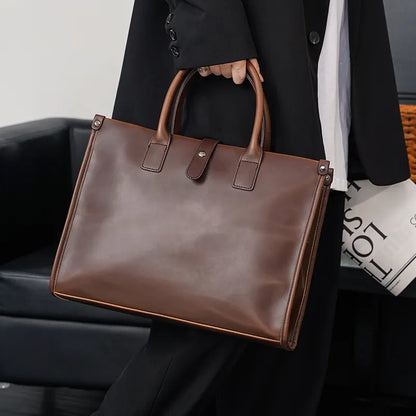 Leder Aktentasche für Herren ⎜ Stilvolle Business Umhängetasche mit robustem Tragegriff und eleganter Optik