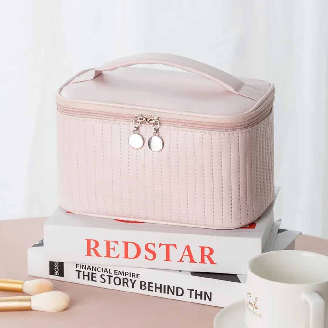 Kosmetiktasche für Damen ⎜ Tragbare Reise-Tasche mit Tragegriff und Strukturierter Oberfläche für Make-up