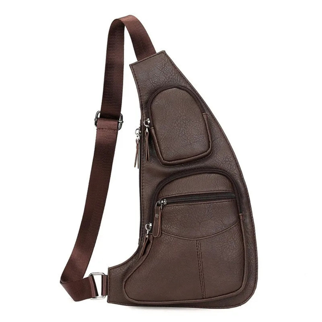 Brusttasche für Herren ⎜ Schlankes Design mit Mehreren Reißverschlüssen und Sicherem Anti-Diebstahl-Tragegurt