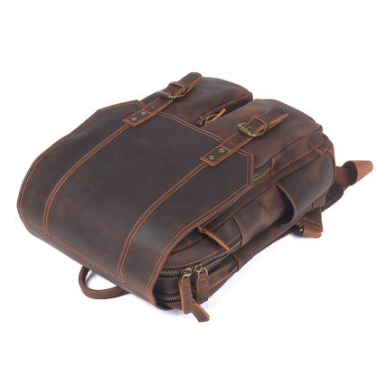 Vintage Leder Rucksack für Herren ⎜ Robuster und geräumiger Begleiter für Alltag und Reisen