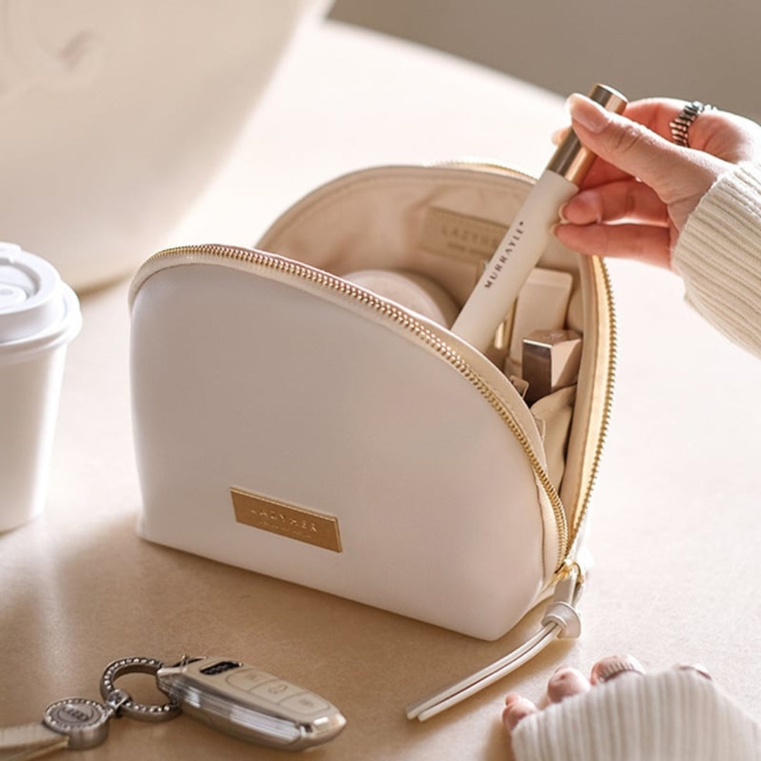 Kosmetiktasche für Damen ⎜ Elegantes Muschel-Design mit Großer Kapazität und Praktischem Innenfach