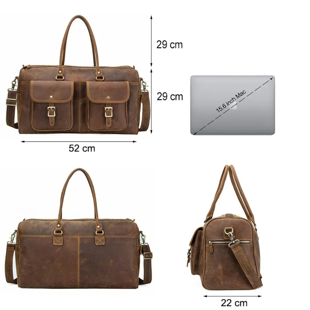 Reisetasche aus Rindsleder für Herren ⎜ Robuste Lederreisetasche mit großem Fassungsvermögen