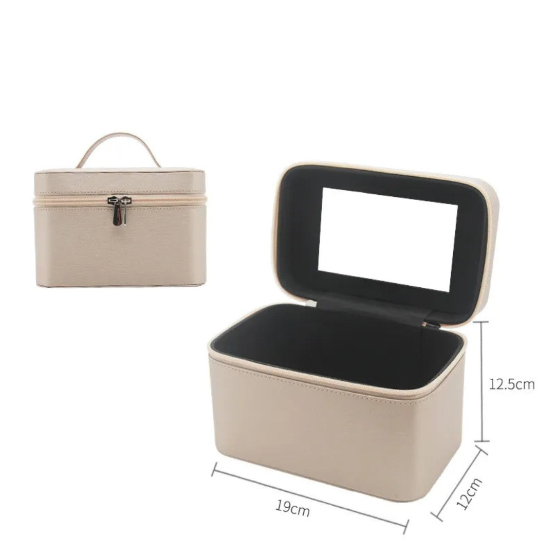 Kosmetiktasche für Damen ⎜ Wasserabweisendes Design mit Integriertem Spiegel und Praktischem Tragegriff