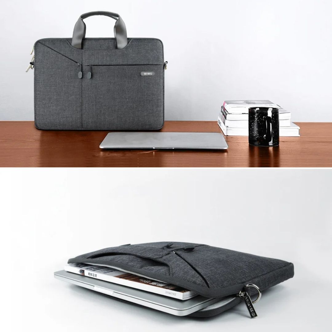 Laptop Tasche für Herren ⎜ Schlichte Umhängetasche mit zusätzlichem Frontfach für Business und Alltag
