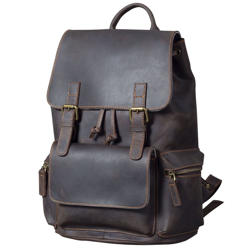 Handgefertigter Leder Rucksack für Herren ⎜ Klassischer und robuster Rucksack für Alltag und Reisen