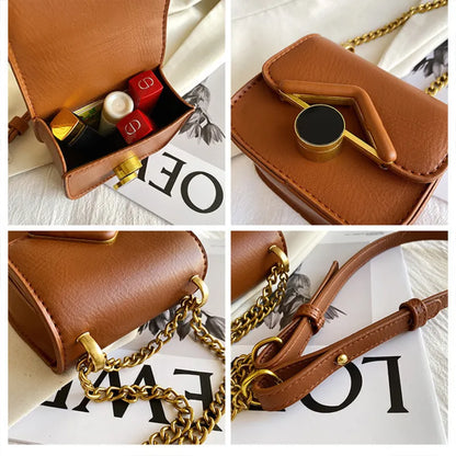 Kleine Umhängetasche mit Kette ⎜ Elegantes Design mit goldener Schnalle und minimalistischen Details