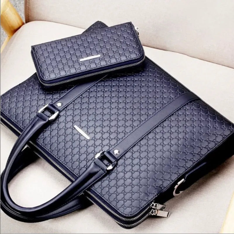 Leder Aktentasche für Herren ⎜ Stilvolle Business Tasche mit geprägtem Design und zusätzlicher Geldbörse
