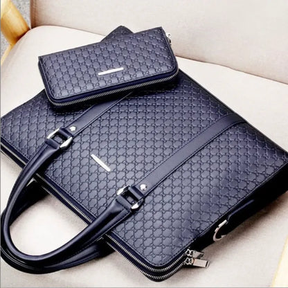 Leder Aktentasche für Herren ⎜ Stilvolle Business Tasche mit geprägtem Design und zusätzlicher Geldbörse