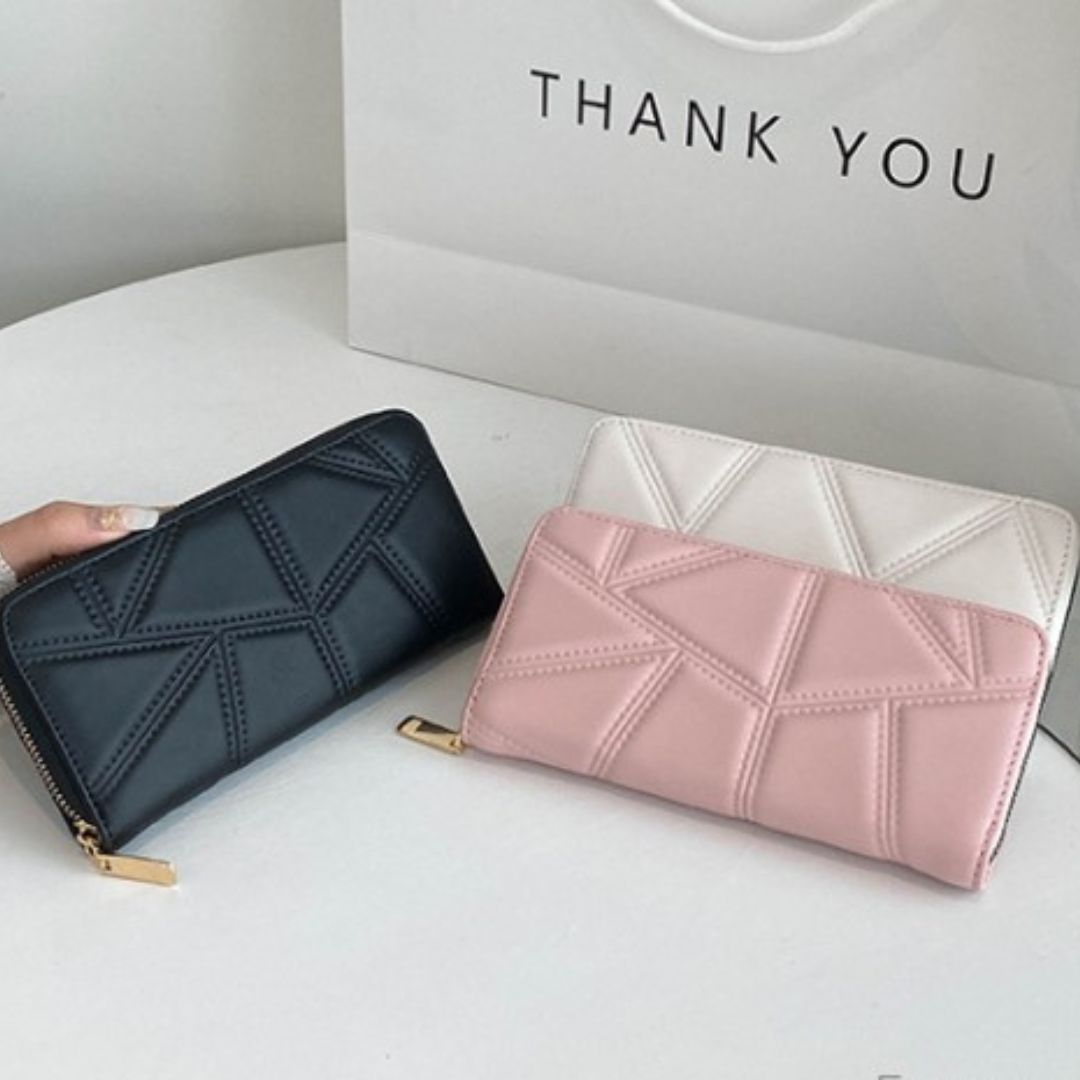 Damen Geldbörse mit Reißverschluss ⎜ Schlichtes Design in mittellanger Größe für den Alltag