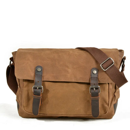 Canvas Umhängetasche für Herren ⎜ Robuste Tasche mit Lederakzenten und verstellbarem Schultergurt