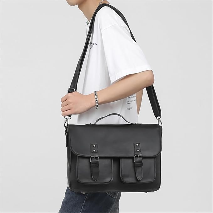 Aktentasche für Herren ⎜ Stylische Umhängetasche aus Leder mit praktischen Fächern und Tragegriff