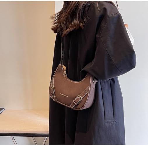 Retro Schultertasche ⎜ Modisches Design mit geflochtenem Henkel und praktischen Riemenverschlüssen