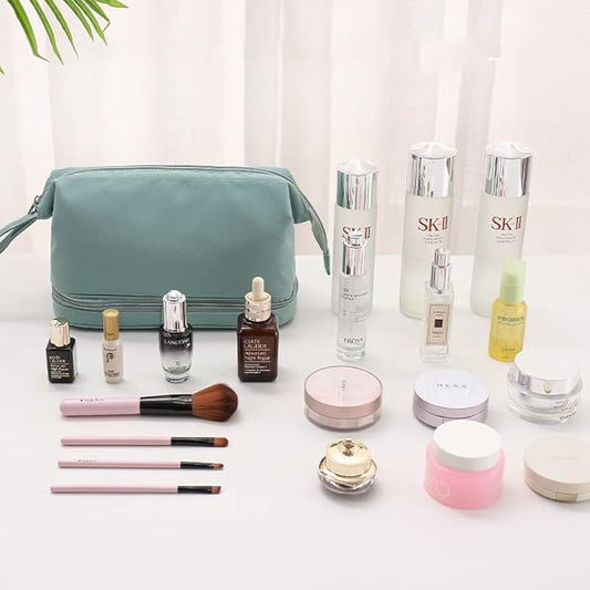 Kosmetiktasche für Damen ⎜ Große Reise-Tasche mit Doppelreißverschluss und separatem Fach für Pflegeprodukte