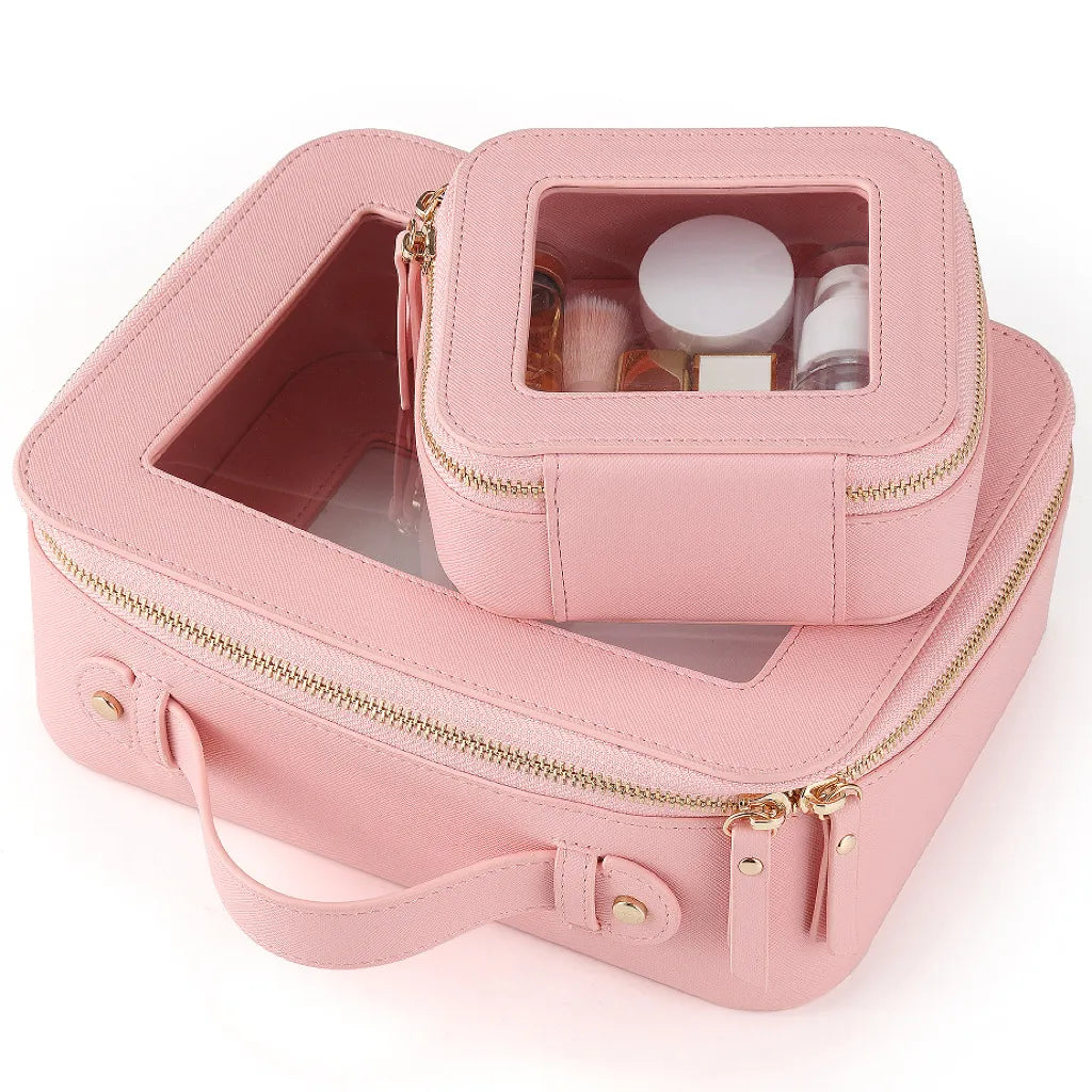 Kosmetiktasche für Damen ⎜ Kompakte Aufbewahrung mit Sichtfenster und Reißverschluss für Kosmetik