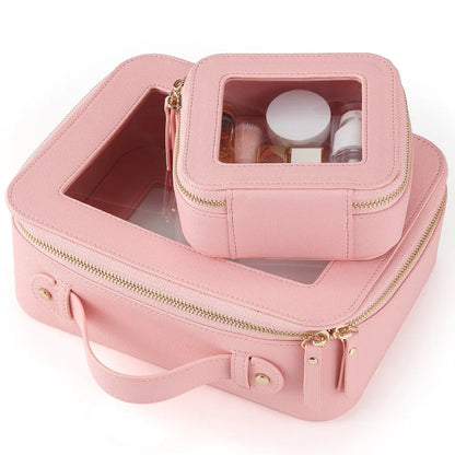 Kosmetiktasche für Damen ⎜ Kompakte Aufbewahrung mit Sichtfenster und Reißverschluss für Kosmetik