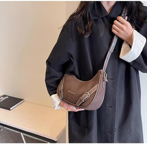 Retro Schultertasche ⎜ Modisches Design mit geflochtenem Henkel und praktischen Riemenverschlüssen