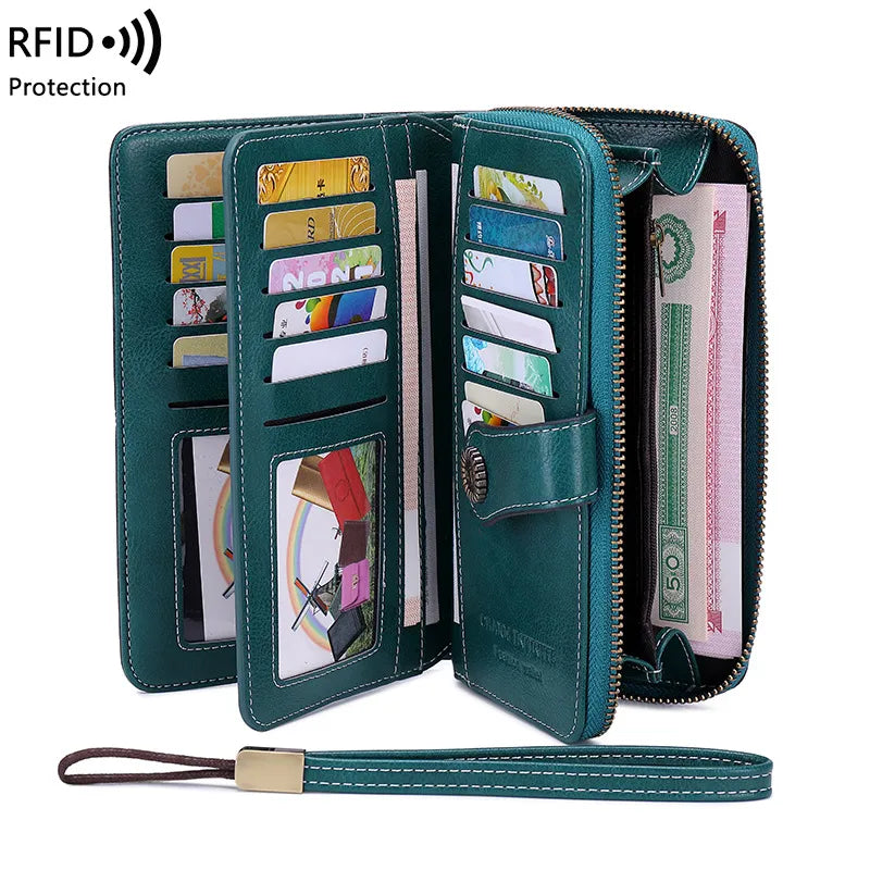 Damen Geldbörse mit Reißverschluss ⎜ RFID-Schutz und großes Fassungsvermögen im modernen Design