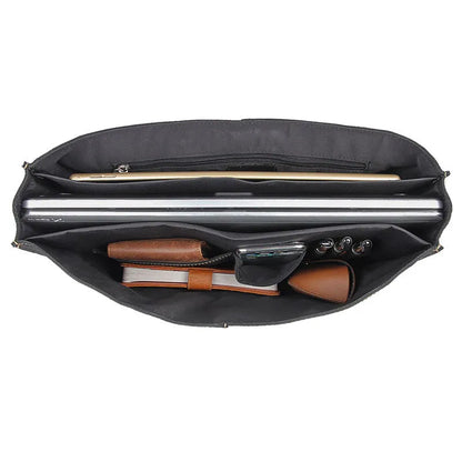 Laptoptasche für Herren ⎜ Retro Aktentasche aus Echtleder mit praktischen Fächern und Schultergurt