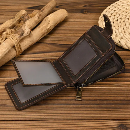 RFID-Kartenhalter für Herren ⎜ Leder-Geldbörse mit Reißverschluss und Platz für mehrere Kartenfächer