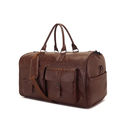 Reisetasche aus PU-Leder ⎜ Praktisches Design mit großer Kapazität und mehreren Außentaschen