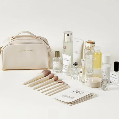 Kosmetiktasche für Damen ⎜ Doppelreißverschluss-Design mit Großer Kapazität und Elegantem Tragegriff