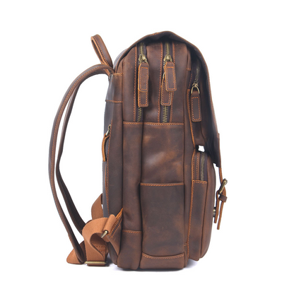 Vintage Leder Rucksack für Herren ⎜ Robuster und geräumiger Begleiter für Alltag und Reisen