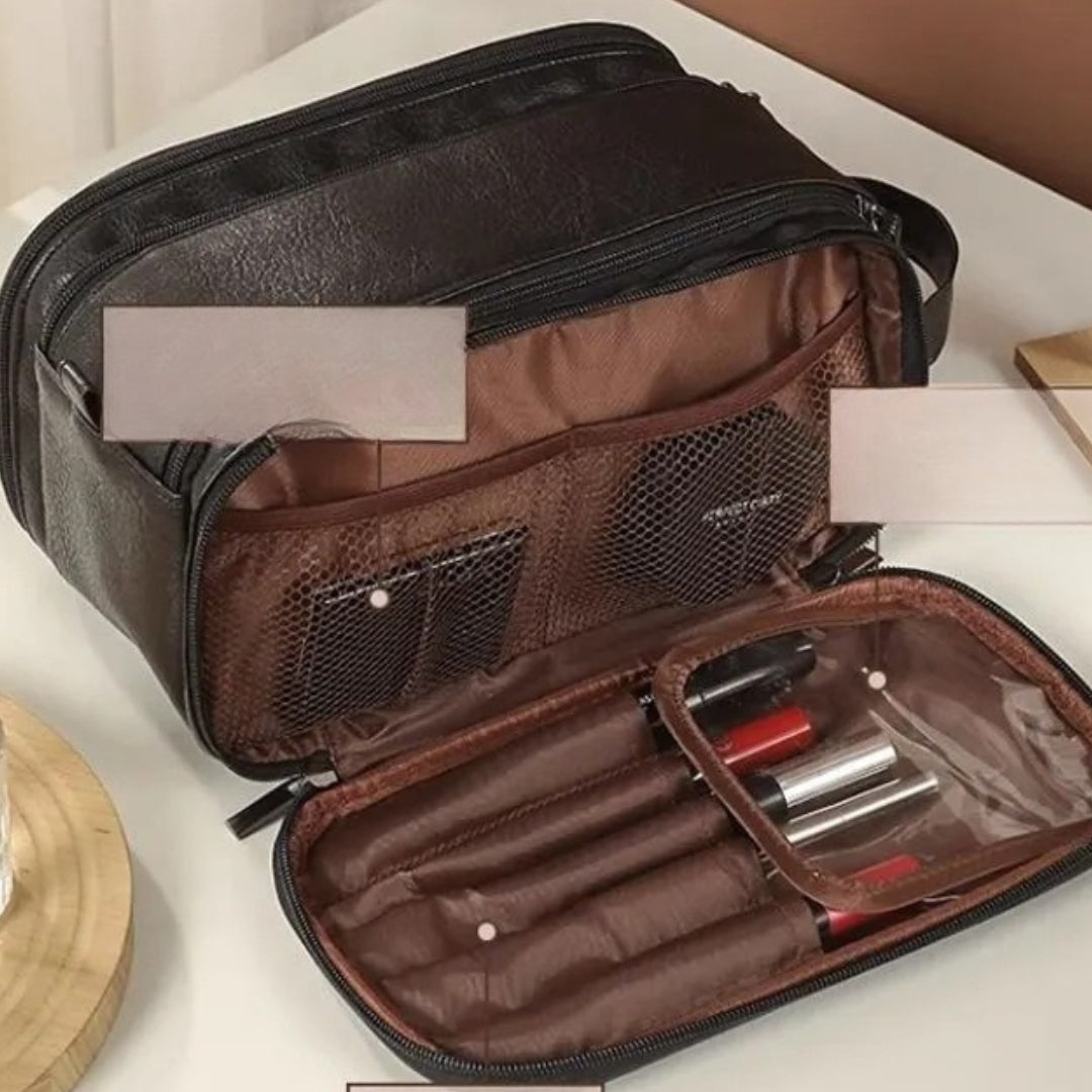 Kosmetiktasche für Damen ⎜ Große Reise-Tasche mit Doppelreißverschluss und Wasserabweisendem Material