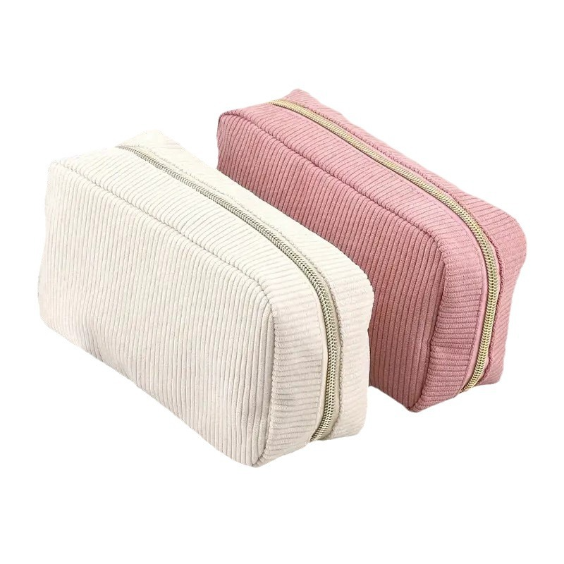 Kosmetiktasche für Damen ⎜ Praktische Aufbewahrungstasche aus Kordstoff mit Reißverschluss