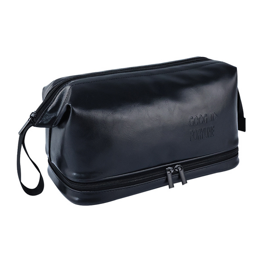 Leder Kulturbeutel für Herren ⎜ Praktische doppellagige Tasche mit großer Kapazität und stilvollem Design