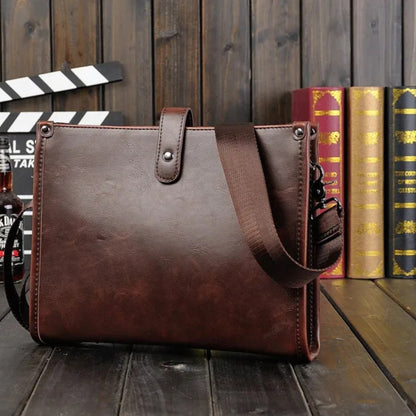 Umhängetasche für Herren ⎜ Retro-Schultertasche aus Kunstleder im Querformat mit Magnetverschluss