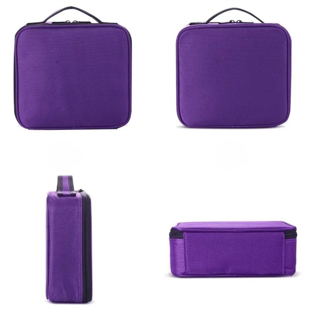Kosmetiktasche für Damen ⎜ Kompakte Reise-Aufbewahrung mit Fächern und praktischem Pinselhalter