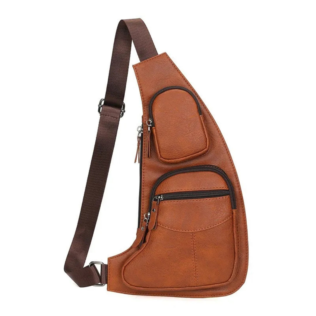 Brusttasche für Herren ⎜ Schlankes Design mit Mehreren Reißverschlüssen und Sicherem Anti-Diebstahl-Tragegurt