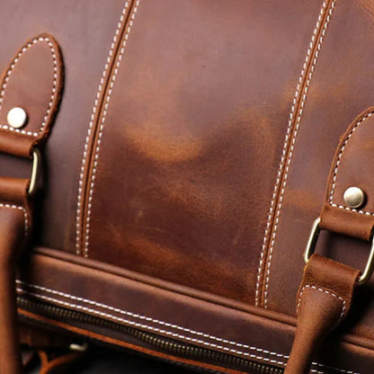 Reisetasche für Herren ⎜ Robuste Ledertasche mit Schultergurt und großer Kapazität