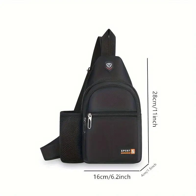 Umhängetasche für Herren ⎜ Geräumige Brusttasche mit Flaschenhalter und mehreren Reißverschlussfächern
