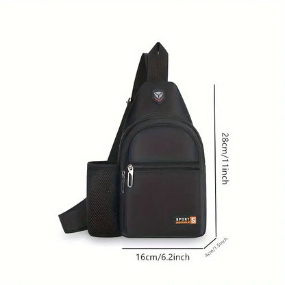 Umhängetasche für Herren ⎜ Geräumige Brusttasche mit Flaschenhalter und mehreren Reißverschlussfächern