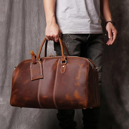 Reisetasche für Herren ⎜ Robuste Ledertasche mit Schultergurt und großer Kapazität