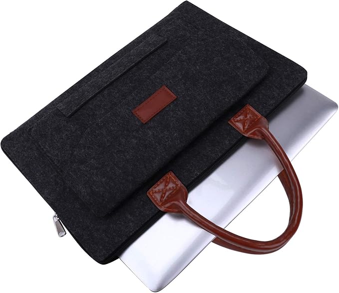 Laptoptasche aus Filz für Herren ⎜ Schützende Umhängetasche mit praktischer Fronttasche und Tragegriffen