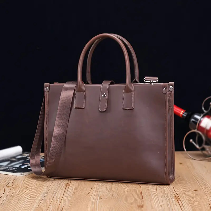 Leder Aktentasche für Herren ⎜ Stilvolle Business Umhängetasche mit robustem Tragegriff und eleganter Optik