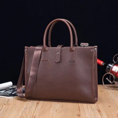 Leder Aktentasche für Herren ⎜ Stilvolle Business Umhängetasche mit robustem Tragegriff und eleganter Optik