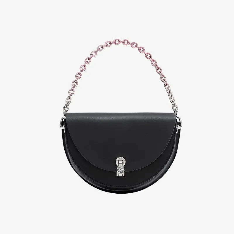 Umhängetasche für Damen ⎜ Stilvolle Handtasche mit Diamantverschluss und Kettenriemen