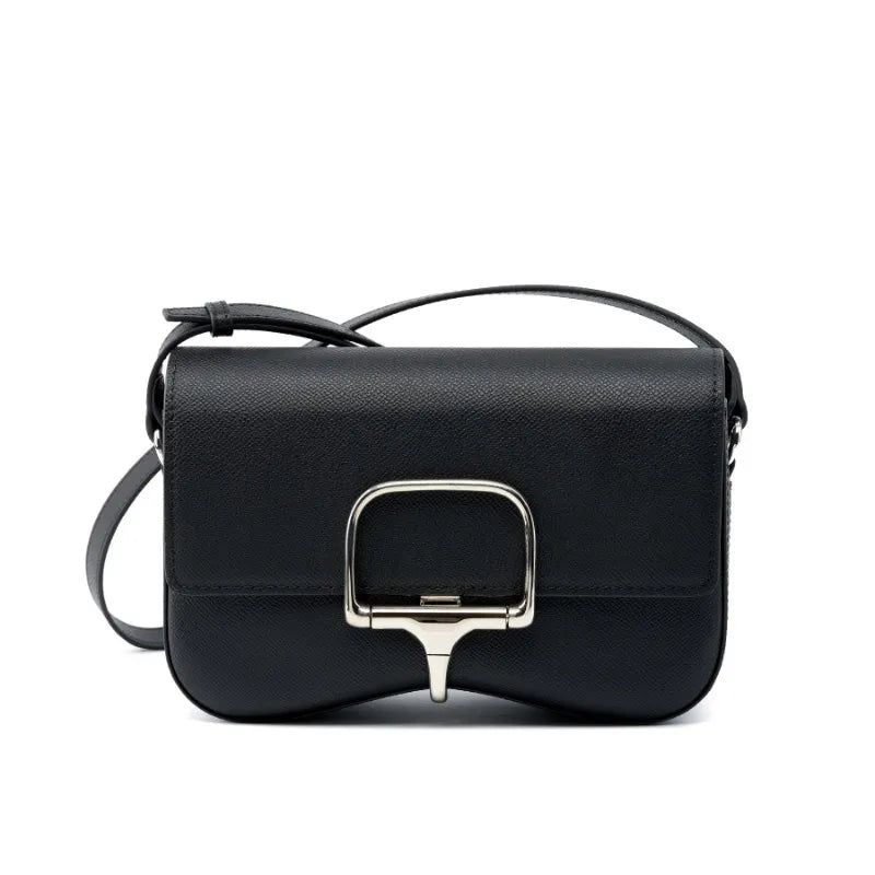 Leder Umhängetasche für Damen ⎜ Elegante Tasche mit Schnallenverschluss und verstellbarem Gurt