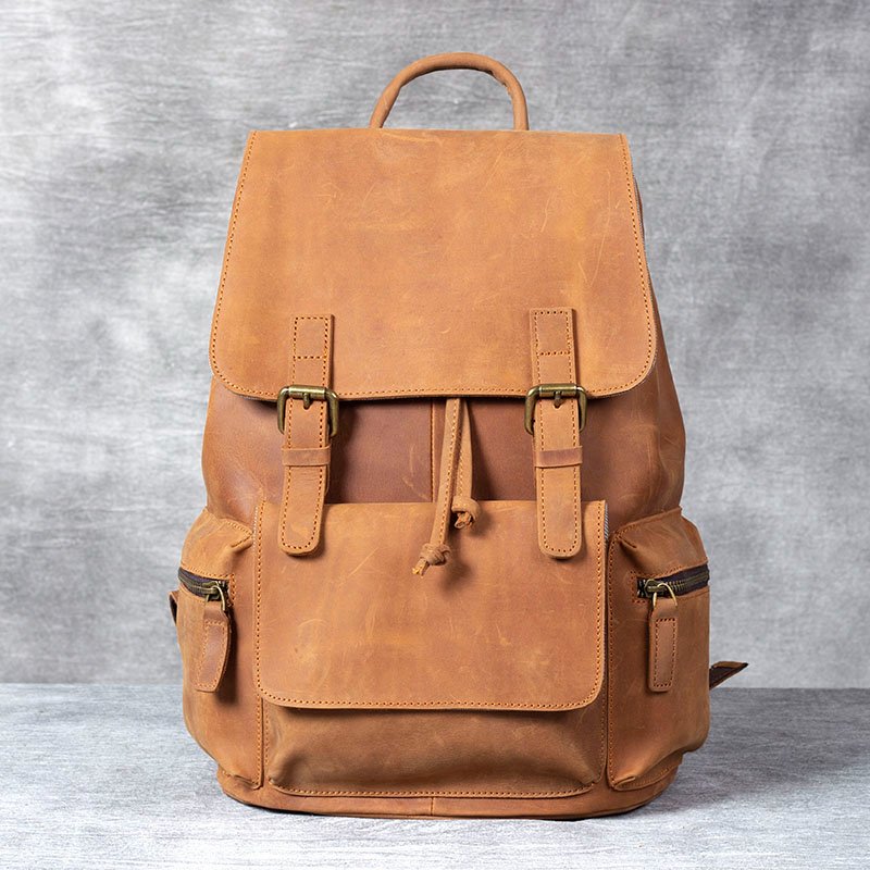 Handgefertigter Leder Rucksack für Herren ⎜ Klassischer und robuster Rucksack für Alltag und Reisen